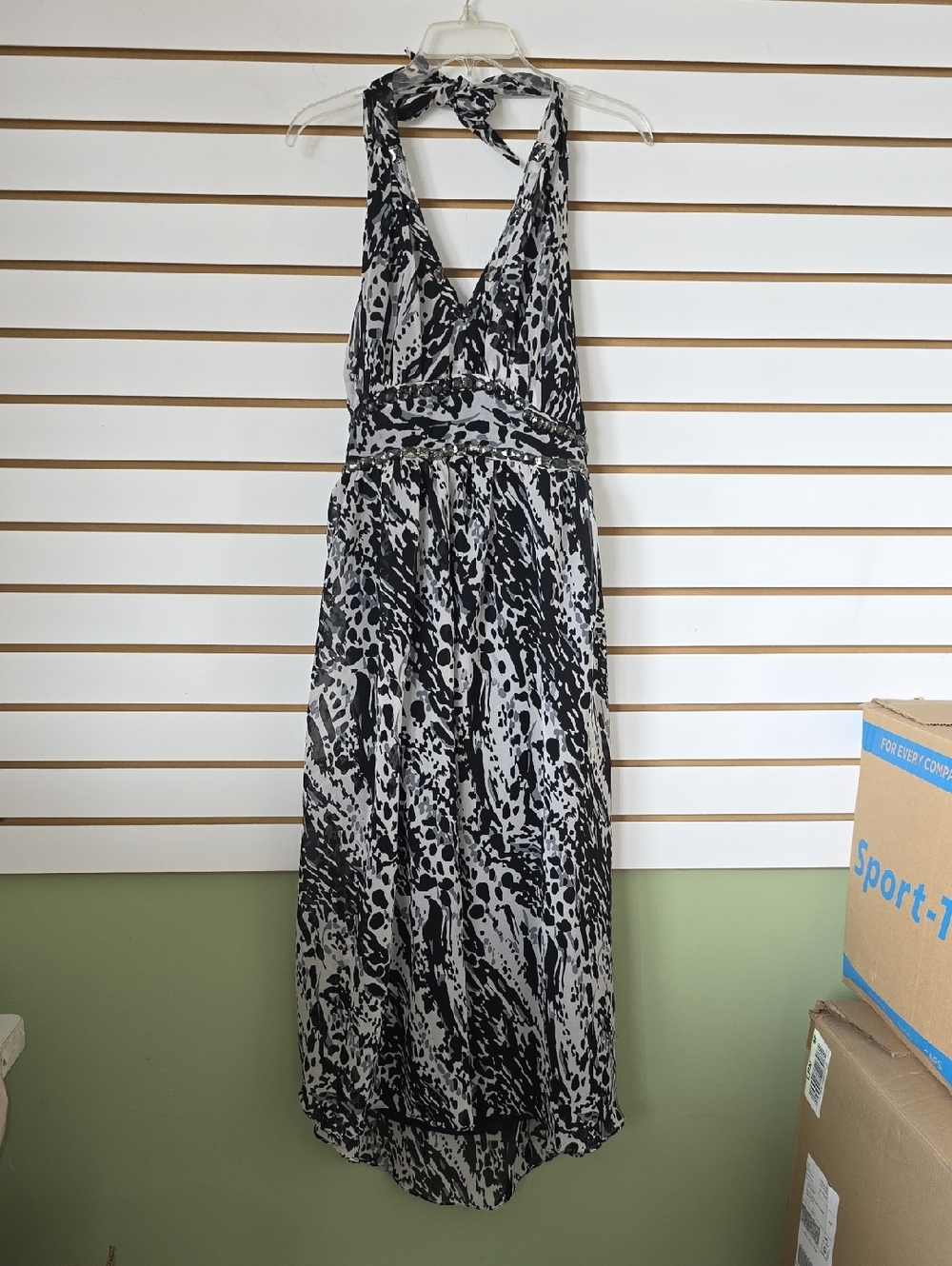 Beaded Halter Maxi Dress Med